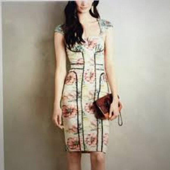 Byron Lars Beauty Mark Floral Brocade Garden Sheath Dress 6 Petite - Picture 4 of 16